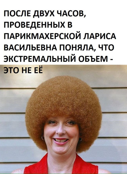 После двух часов, проведённых в парикмахерской Лариса Васильевна поняла, что экстремальный объём — это не её.