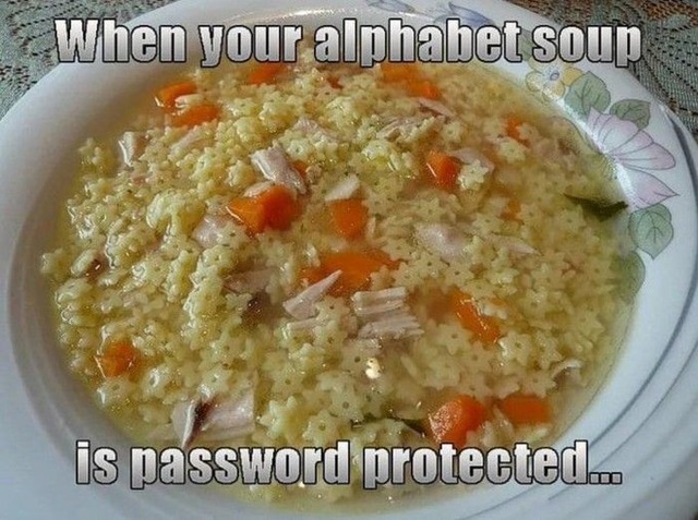 When your alphabet soup is password protected...