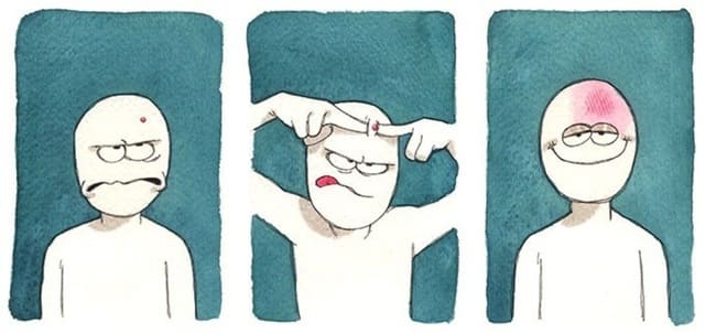 Утреннее выдавливание прыща и дальнейшие последствия.