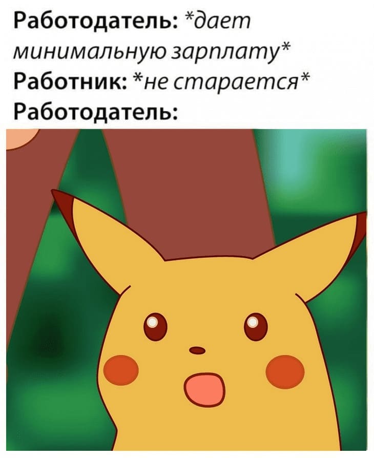 Работодатель: *даёт минимальную зарплату*
Работник: *не старается*
Работодатель: *в афиге*