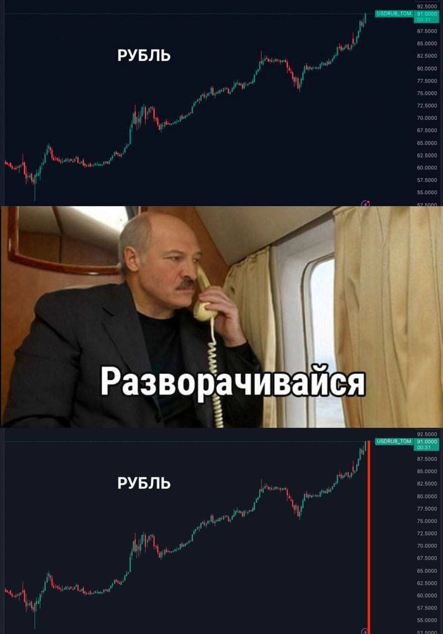 *Рубль падает*
Лукашенко:
— Разворачивайся.
*Рубль растёт*