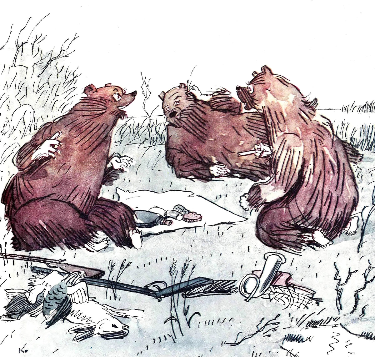 Три медведя на привале.
