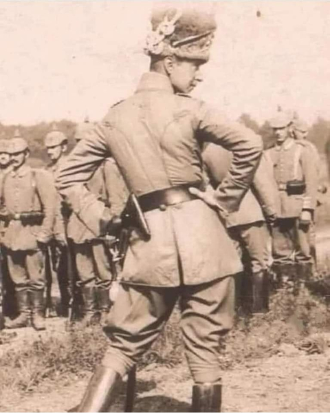 *Кронпринц Вильгельм устраивает модный приговор войскам, 1915 г.*