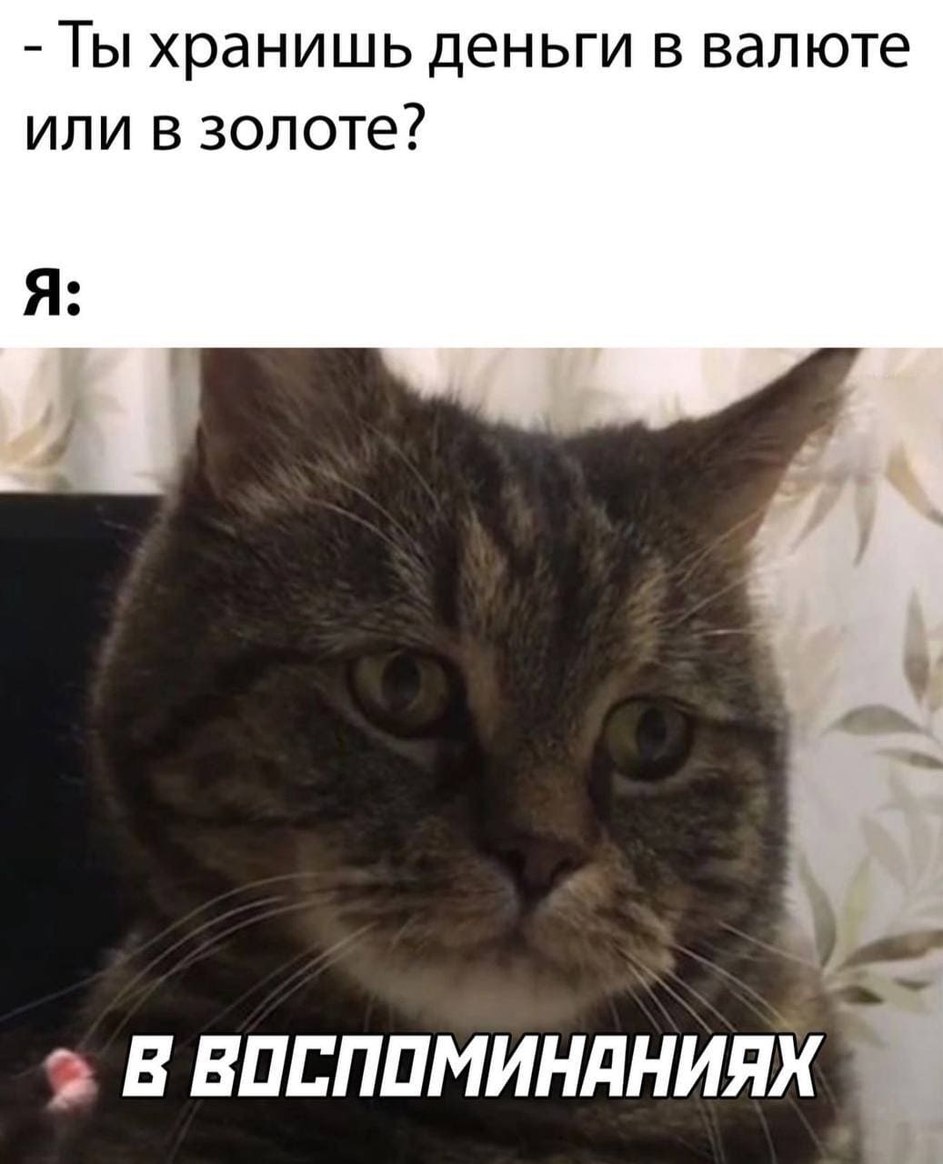 – Ты хранишь деньги в валюте или в золоте?
– В воспоминаниях.