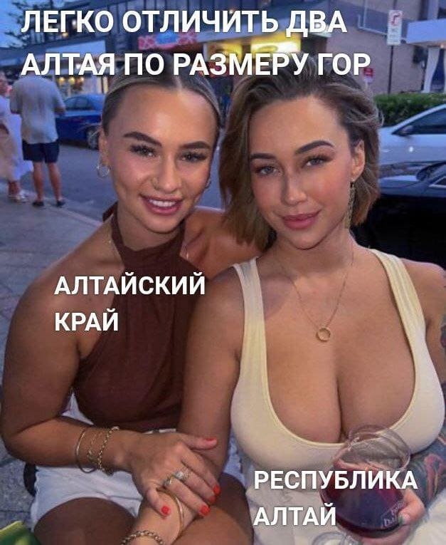 Легко отличить два Алтая по размеру гор:
*Алтайский край и Республика Алтай*