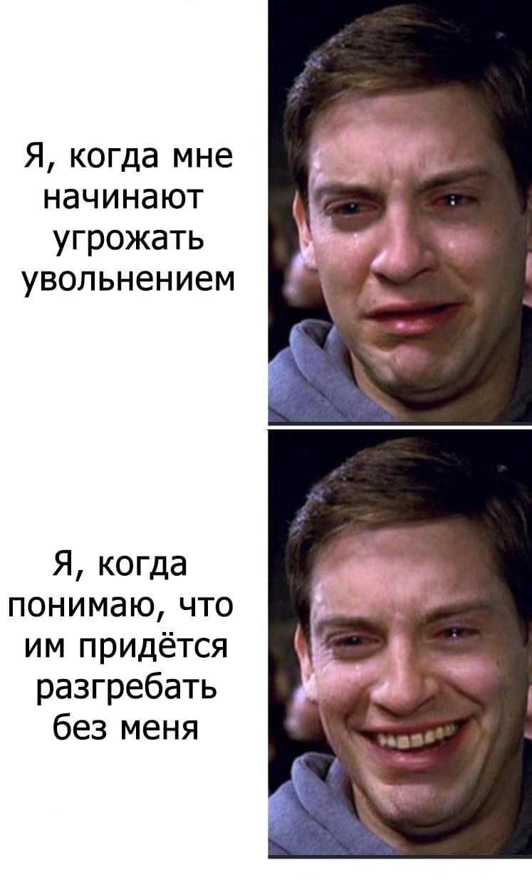 *Я, когда мне начинают угрожать увольнением*
*Я, когда понимаю, что им придётся разгребать без меня*