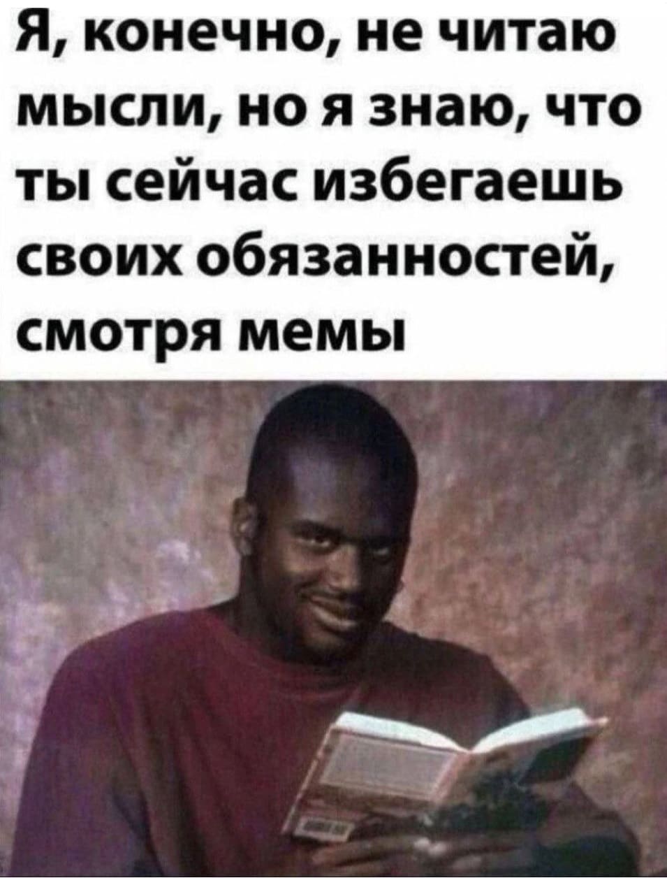 Я, конечно, не читаю мысли, но я знаю, что ты сейчас избегаешь своих обязанностей, смотря мемы.