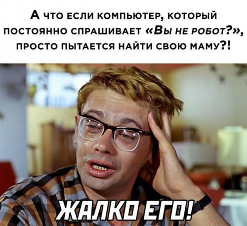 А что если компьютер, который постоянно спрашивает «вы не робот?» просто пытается найти свою маму?!