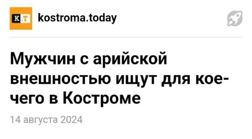 Мужчин с арийской внешностью ищут для кое-чего в Костроме.