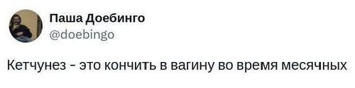 Кетчунез — это кончить в вагину во время месячных...