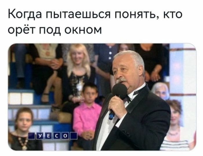 *Когда пытаешься понять, кто орёт под окном*
*Х%ЕСОС*