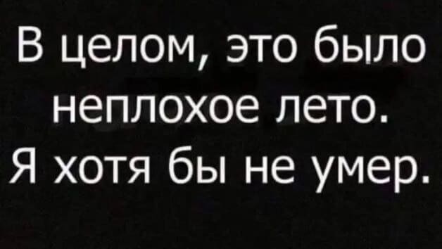 В целом, это было неплохое лето.
Я хотя бы не умер.