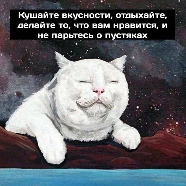 Кушайте вкусности, отдыхайте, делайте то, что вам нравится, и не парьтесь о пустяках. | Жизненное