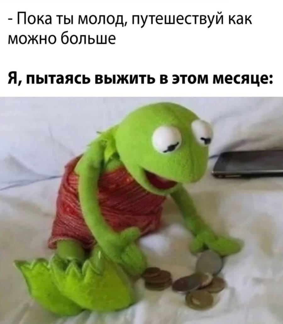 – Пока ты молод, путешествуй как можно больше!
– *Я, пытаясь выжить в этом месяце*