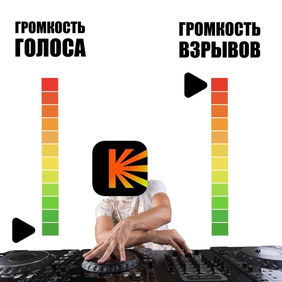 Громкость на Кинопоиске: 
*Громкость голоса и громкость взрыва*