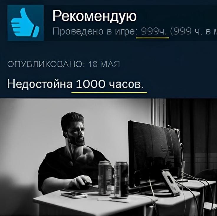 Отзыв на компьютерную игру:
Проведено в игре: 999 часов.
Недостойна 1000 часов.