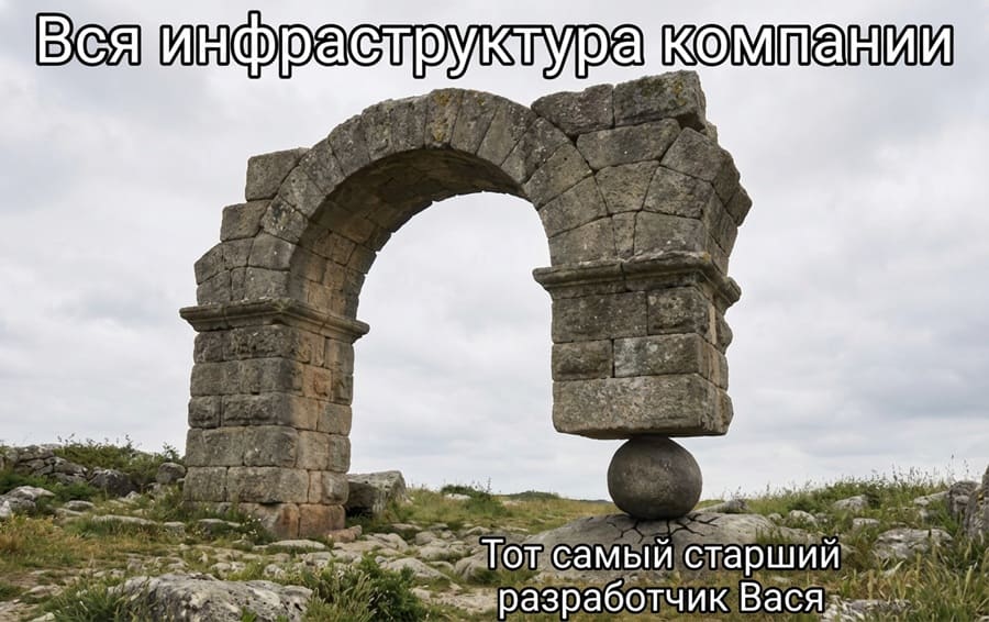 *Вся инфраструктура компании*
*Тот самый старший разработчик Вася*