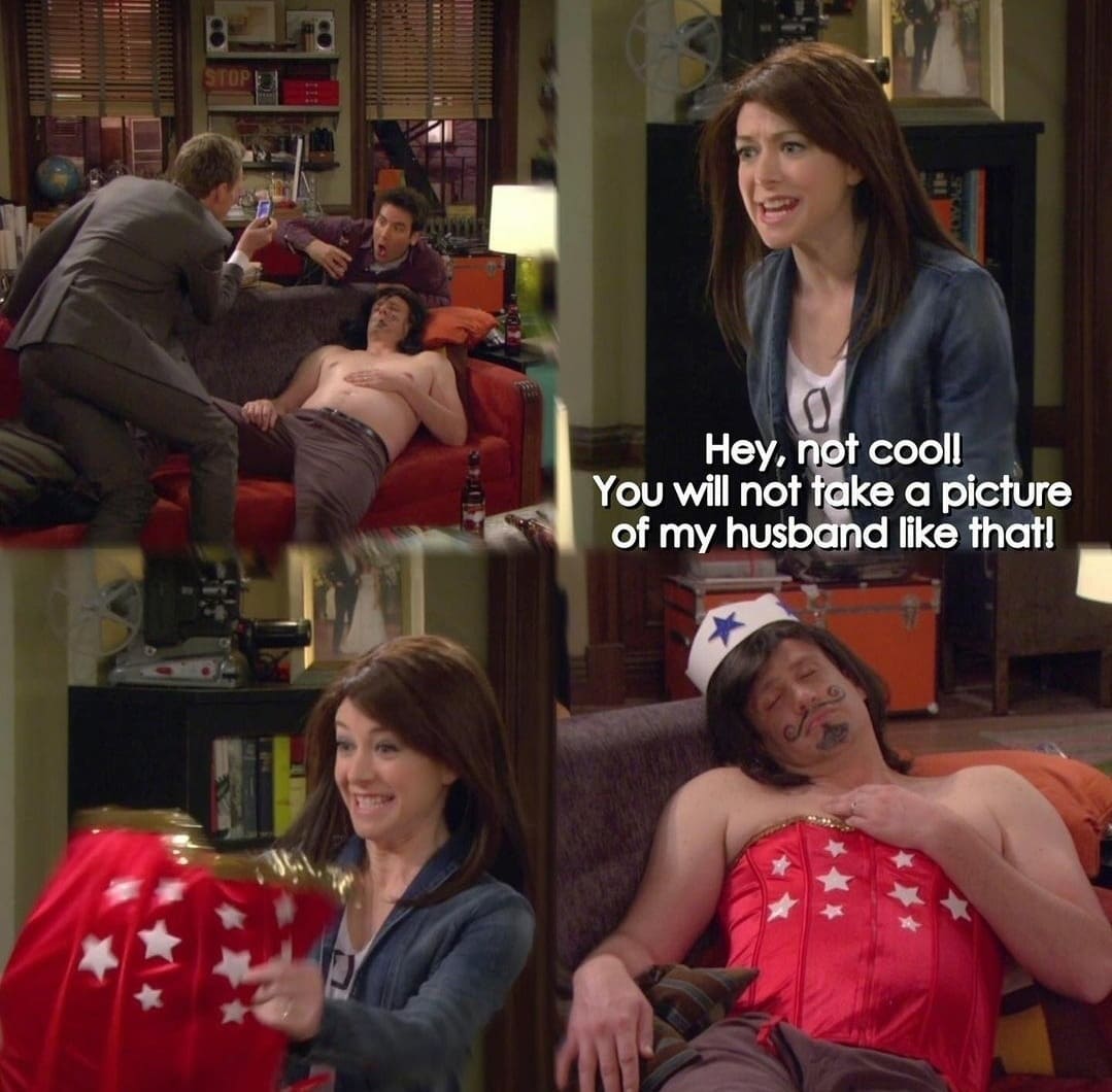 – Hey, not cool! You will not take a picture of my husband like that!