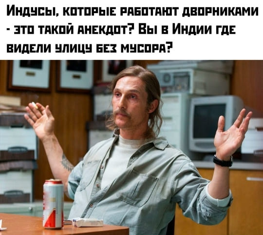 Индусы, которые работают дворниками — это такой анекдот? Вы в Индии где видели улицу без мусора?