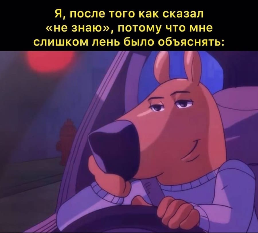 *Я, после того как сказал «не знаю», потому что мне слишком лень было объяснять*