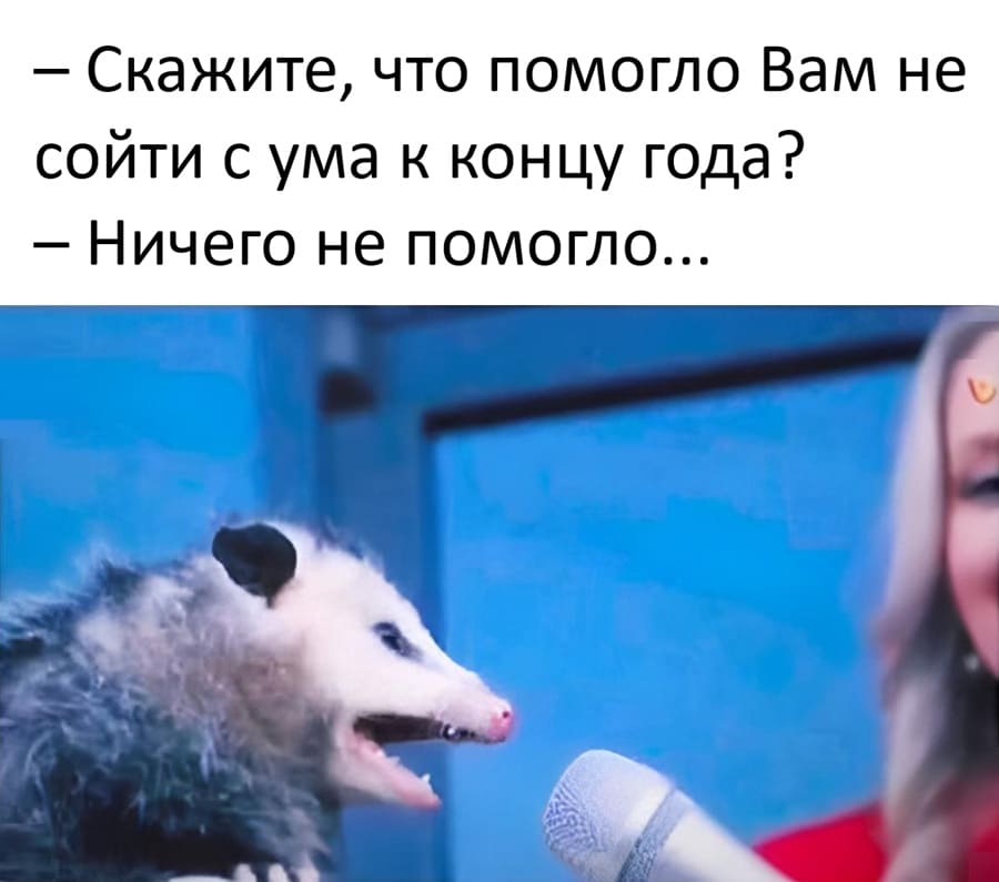 — Скажите, что помогло Вам не сойти с ума к концу года?
— Ничего не помогло...