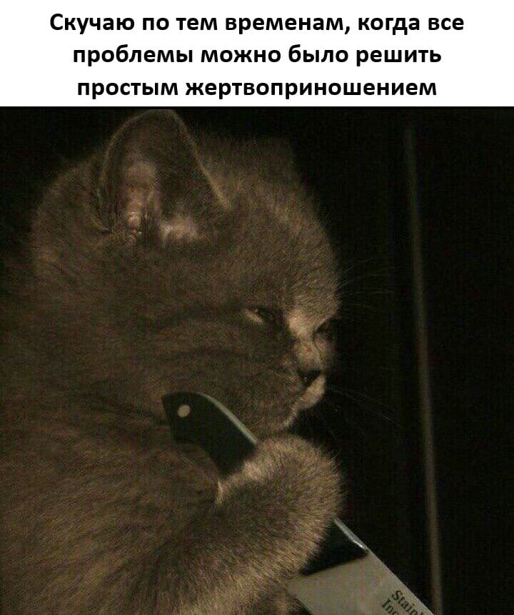 Скучаю по тем временам, когда все проблемы можно было решить простым жертвоприношением.