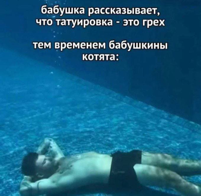 бабушка рассказывает, что-татуировка — это грех.
*Тем временем бабушкины котята*