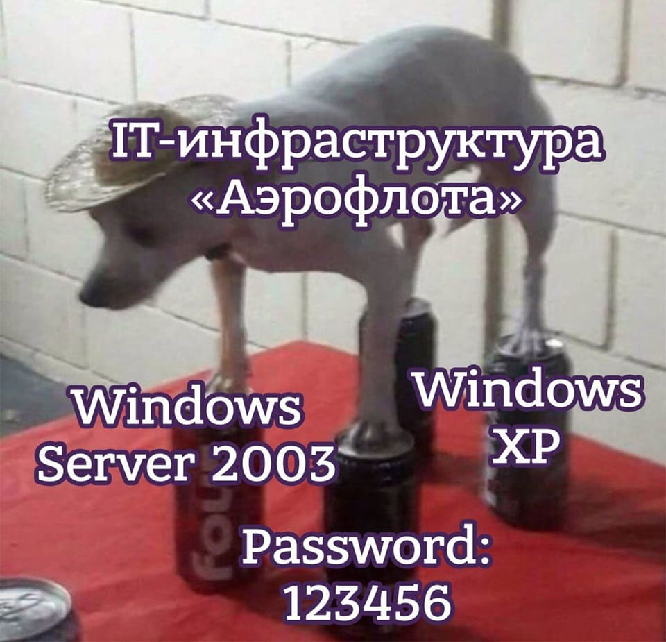 IT-инфраструктура «Аэрофлота»
Windows Server 2003
Windows XP 2003
Password: 123456