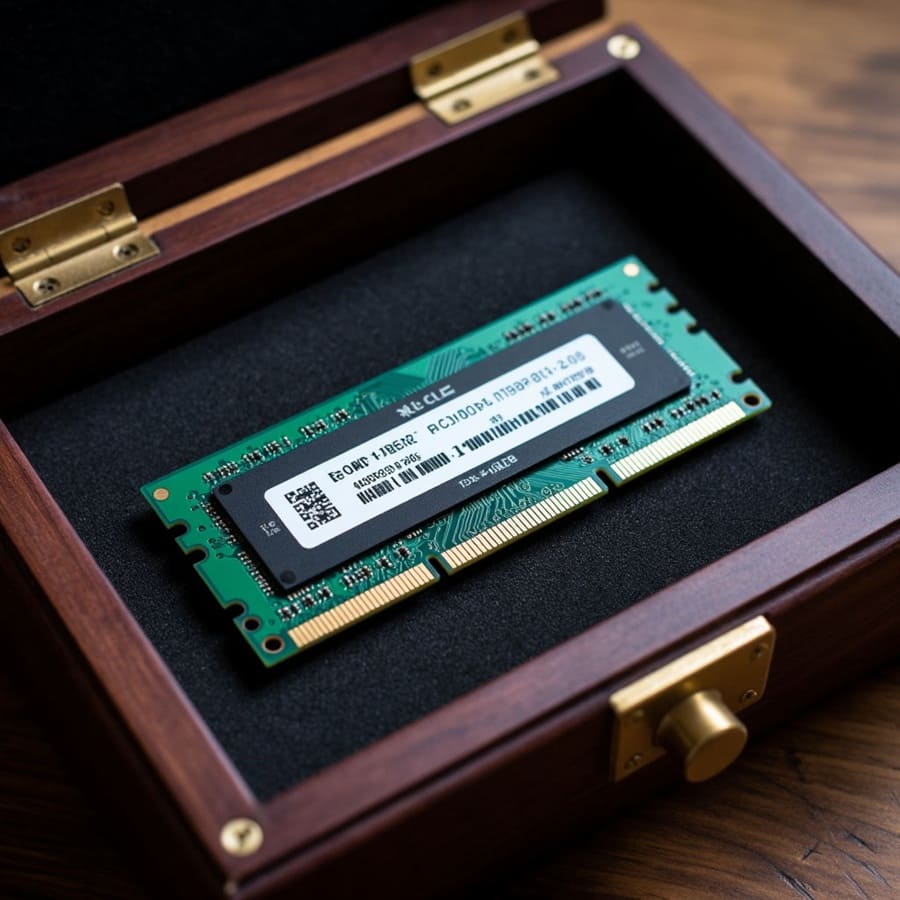 По запросу это должна была быть мертвая планка памяти DDR4 в гробу на похоронах, но вышло это. Смотрится как что-то дорогое. Нейросети похоже в курсе, что память подорожала.