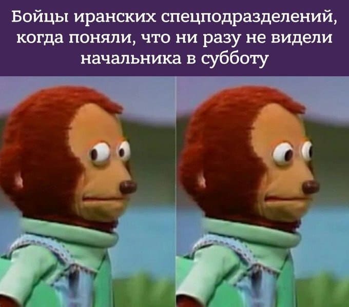 Бойцы иранских спецподразделений, когда поняли, что ни разу не видели начальника в субботу.