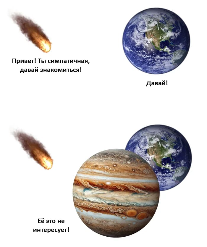 – Привет! Ты симпатичная, давай знакомиться!
– Давай!
– Её это не интересует!