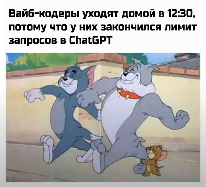 *Вайб-кодеры уходят домой в 12:30, потому что у них закончился лимит запросов в ChatGPT*