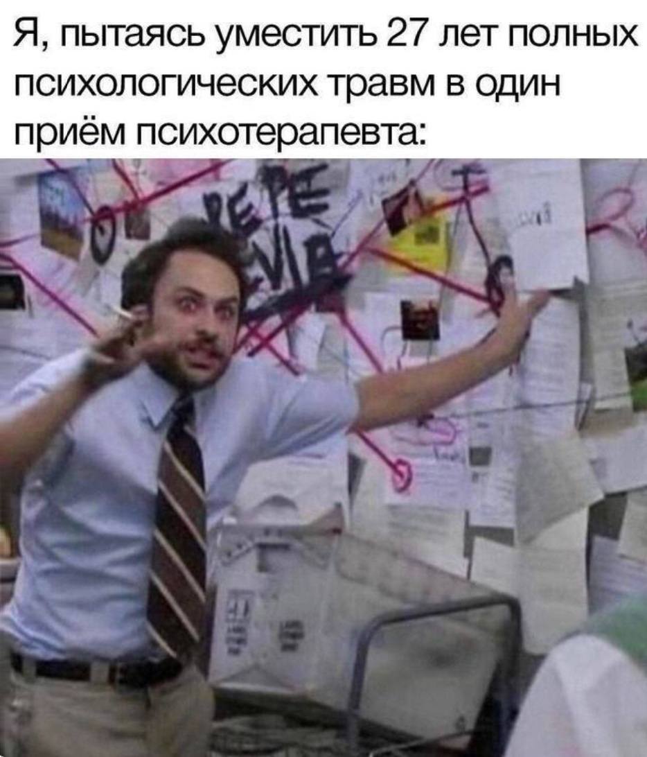 *Я, пытаясь уместить 27 лет полных психологических травм в один приём психотерапевта*