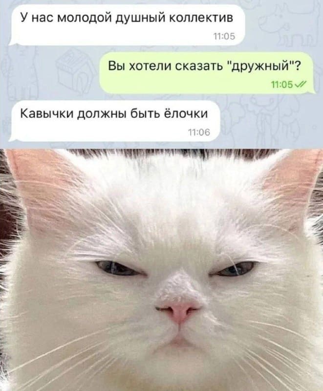 – У нас молодой душный коллектив.
– Вы хотели сказать ''дружный''?
– Кавычки должны быть ёлочки.