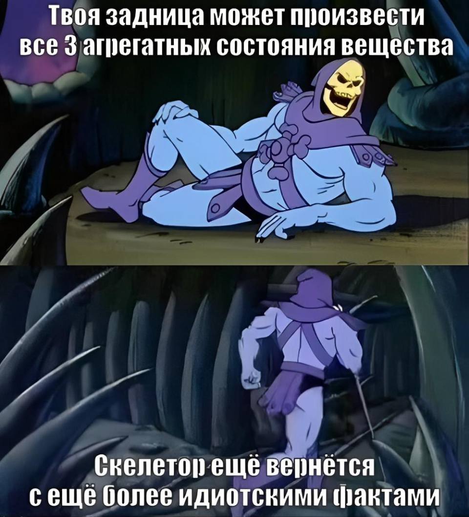 *Твоя задница может произвести все 3 агрегатных состояния вещества*