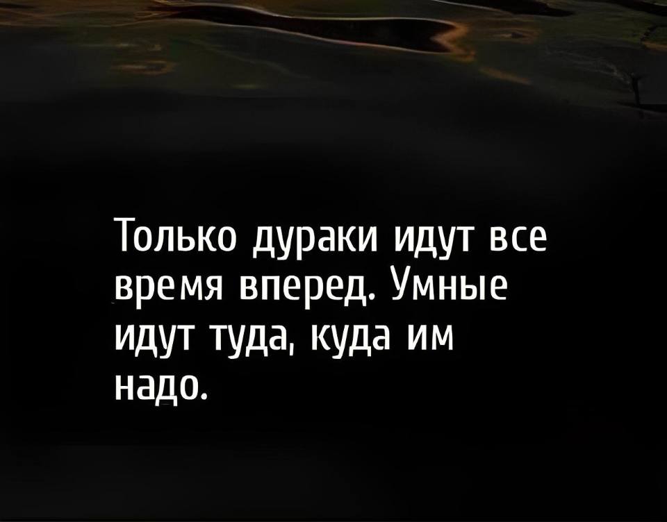 Только дураки идут всё время вперёд, Умные идут туда, куда им надо.