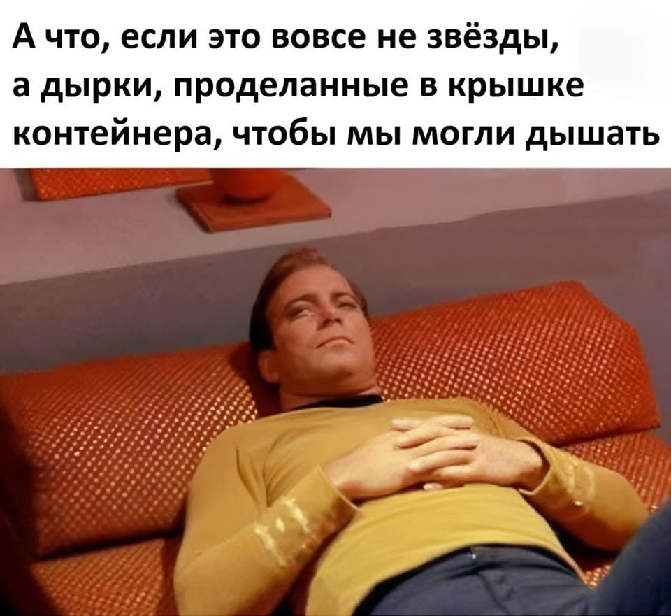 А что, если это вовсе не звёзды, а дырки, проделанные в крышке контейнера, чтобы мы могли дышать...