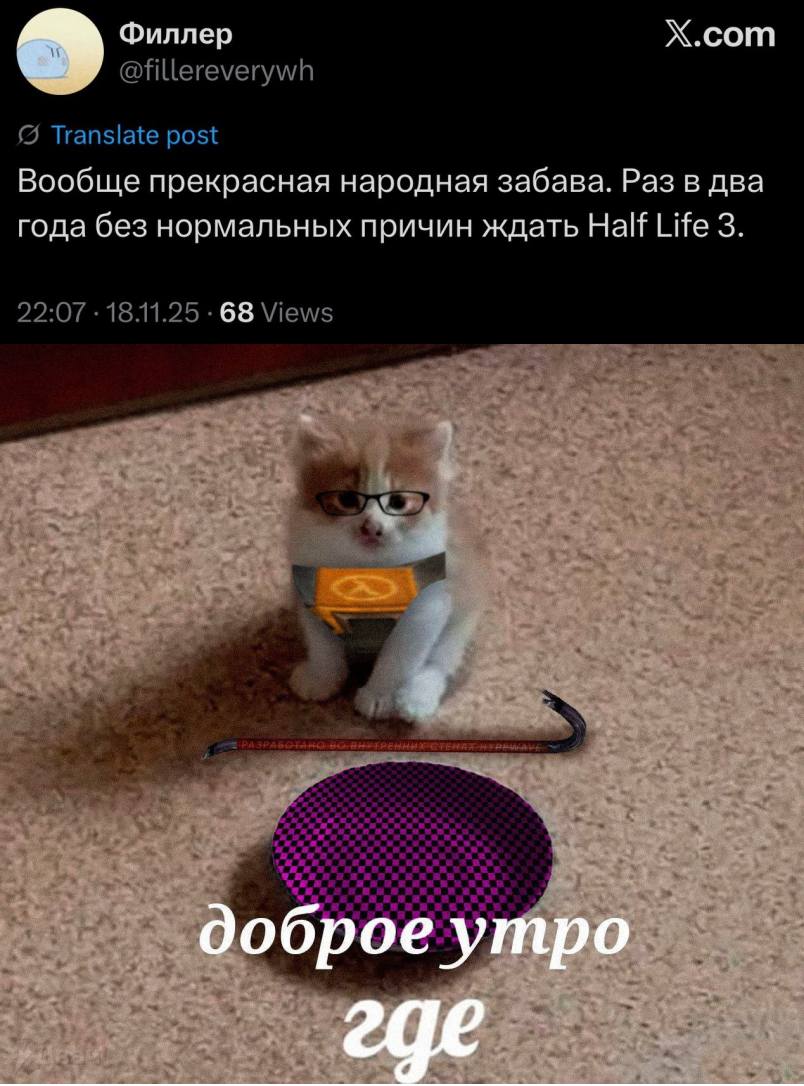 Вообще прекрасная народная забава. Раз в два года без нормальных причин ждать Half Life З.