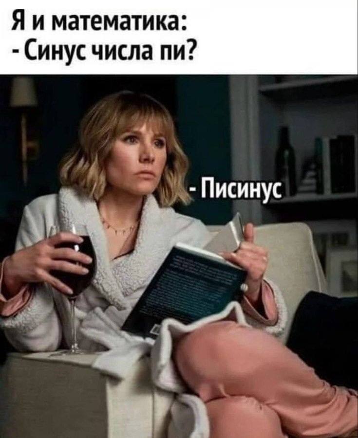 Я и математика:
– Синус числа пи?
– Писинус!