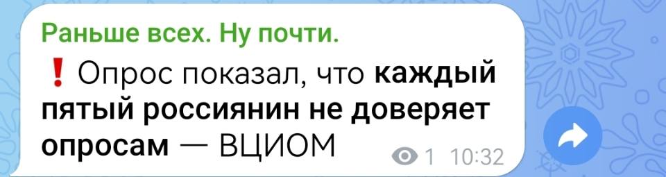 Опрос показал, что каждый пятый россиянин не доверяет опросам — ВЦИОМ.
