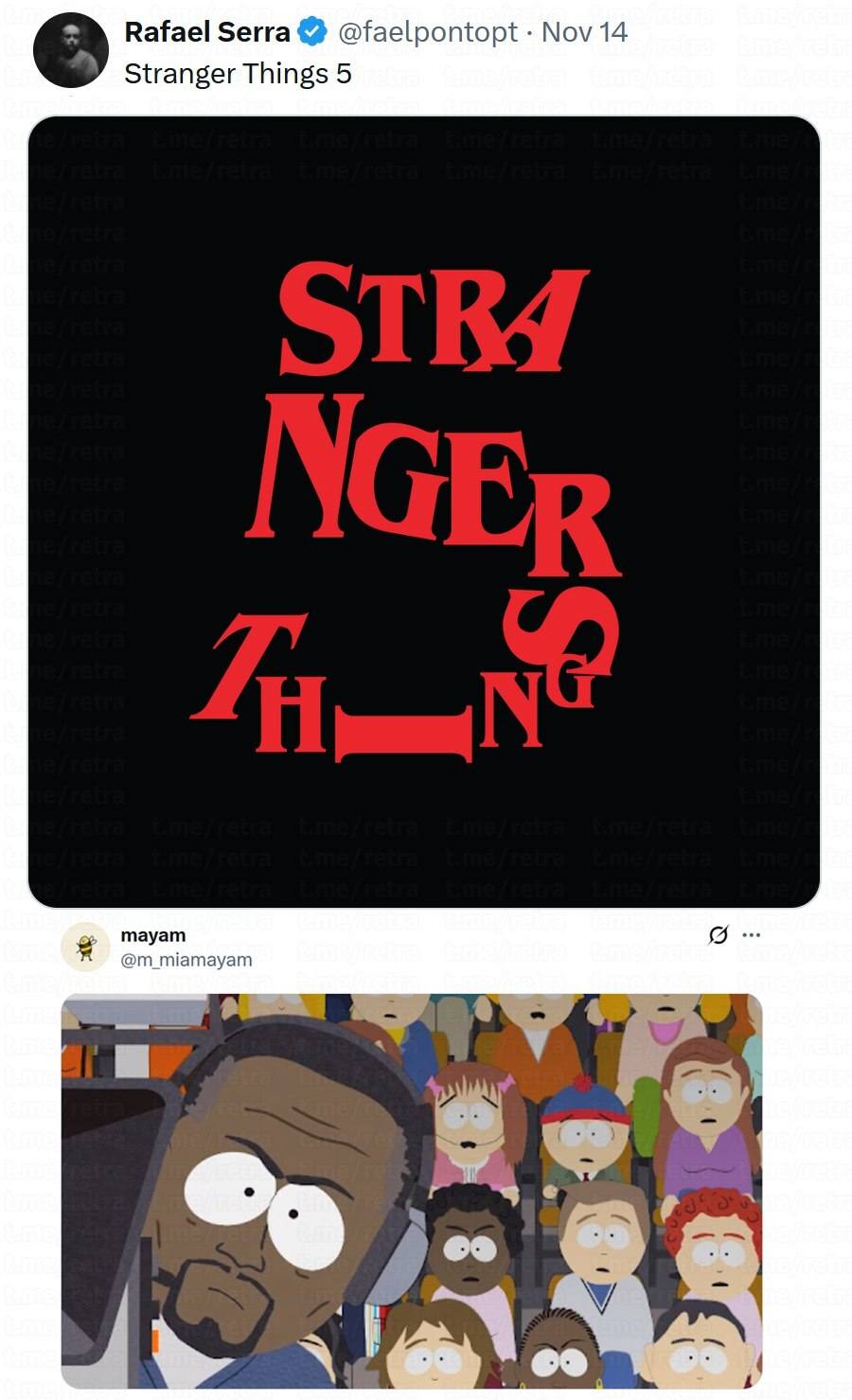 *Stranger Things 5*
Дизайнер показал логотип пятого сезона «Очень странных дел», но зрители увидели в этом нечто расистское.Hmmm...