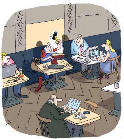 *Пойду поработаю в кафе*