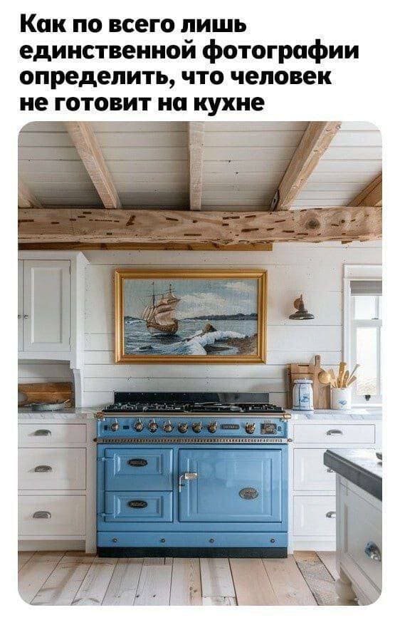 Как по всего лишь единственной фотографии определить, что человек не готовит нп кухне.