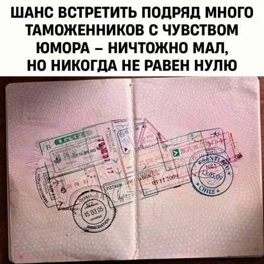 Шанс встретить подряд много таможенников с чувством юмора – ничтожно мал, но никогда не равен нулю.