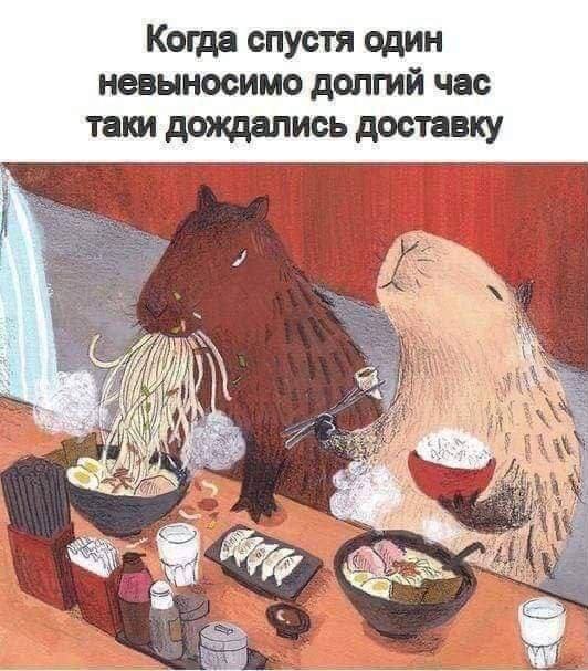 *Когда спустя один невыносимо долгий час, таки дождались доставку.*