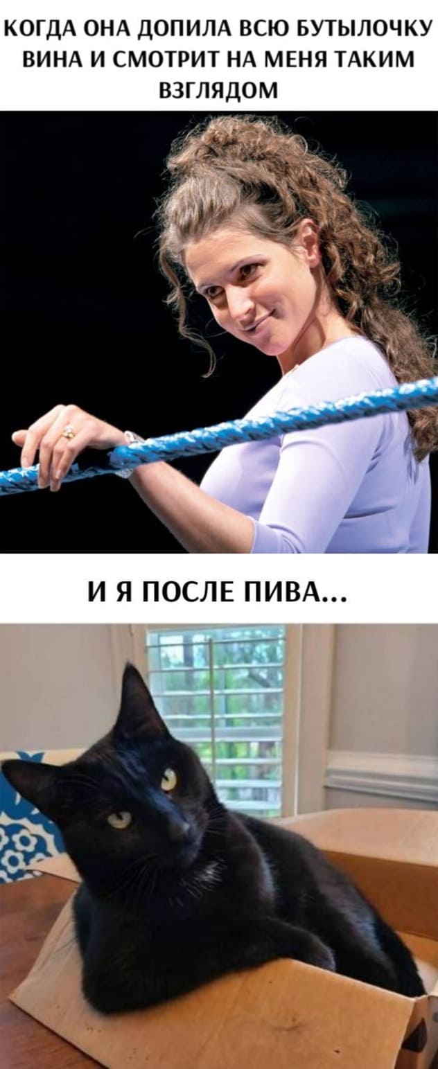 *Когда она допила всю бутылочку вина и смотрит на меня таким взглядом*
*Я после пива...*