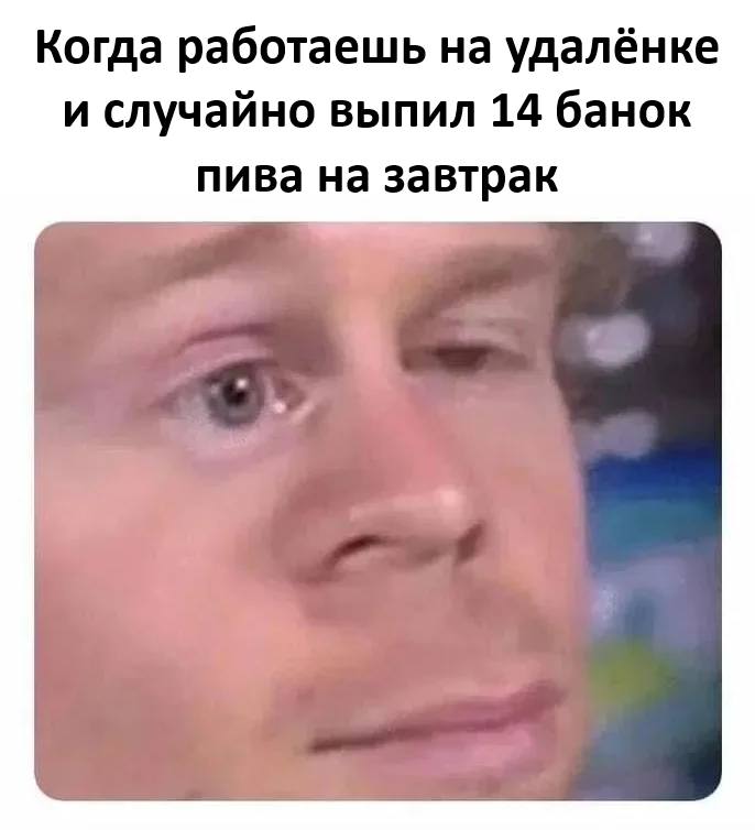 *Когда работаешь на удалёнке и случайно выпил 14 банок пива на завтрак*