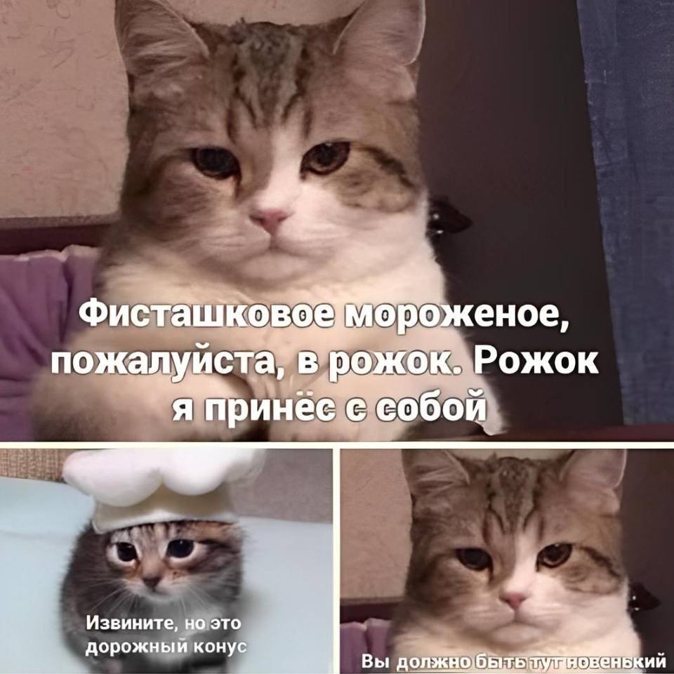 – Фисташковое мороженое, пожалуйста, в рожок. Рожок я принёс с собой.
– Извините, но это дорожный конус.
– Вы должно быть тут новенький...