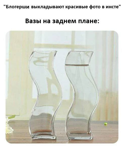 «Блогерши выкладывают красивые фото в инсте»
*Вазы на заднем плане*