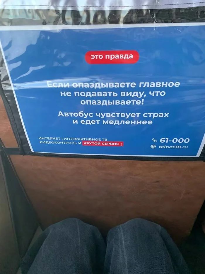 Главное не подавать виду, что опаздываете! Автобус чувствует страх и едет медленнее...